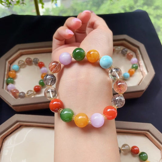 🍃🍄 Natural Multi-Gem Bracelet — beautifully colored, super cost-effective, and even more stunning in real life!