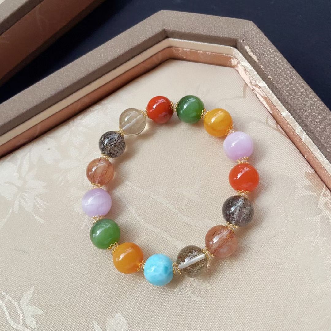 🍃🍄 Natural Multi-Gem Bracelet — beautifully colored, super cost-effective, and even more stunning in real life!