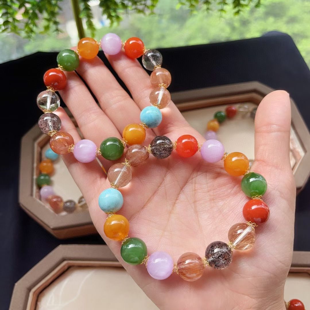 🍃🍄 Natural Multi-Gem Bracelet — beautifully colored, super cost-effective, and even more stunning in real life!